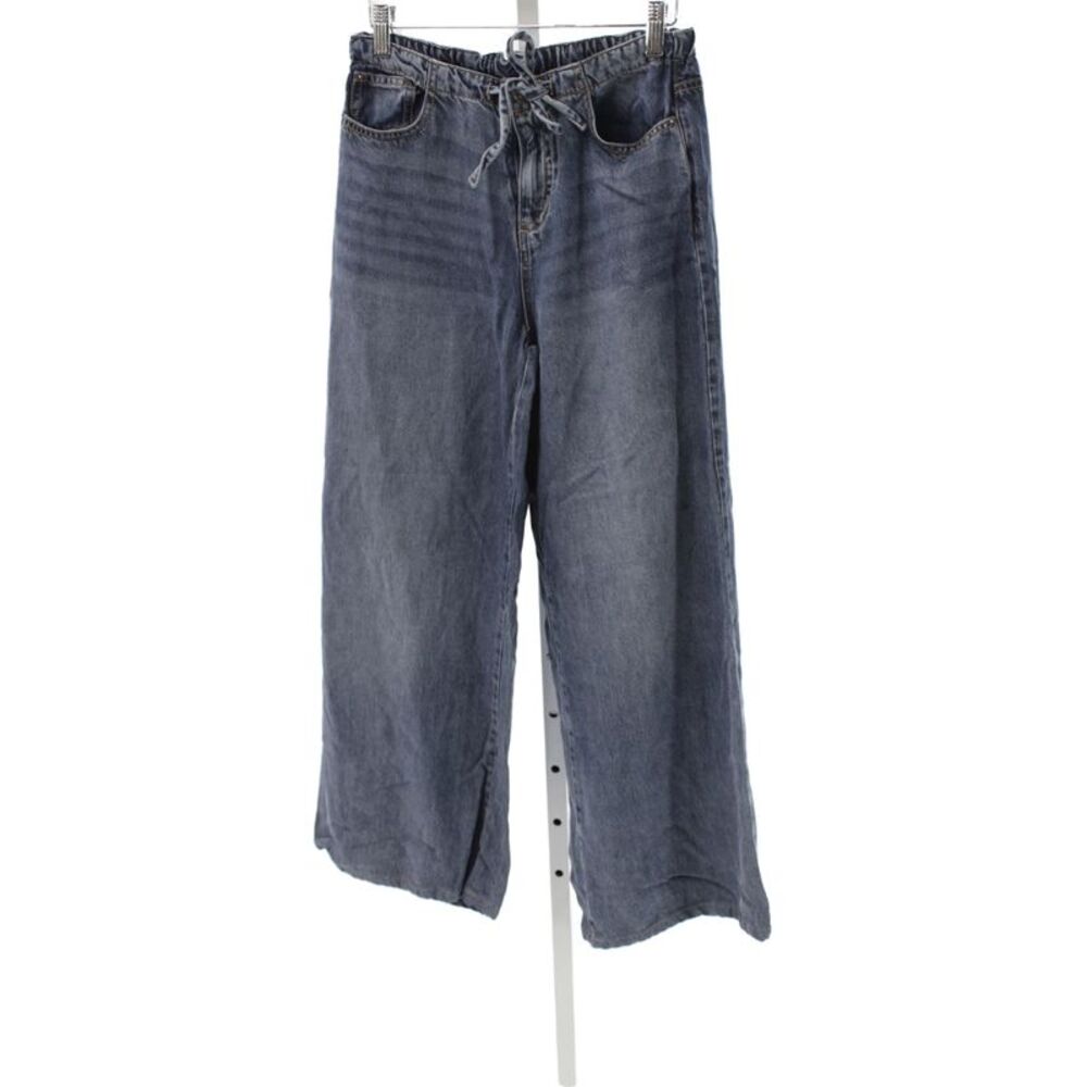 Splendid Women Wide-Leg Jeans Blue Mid-Rise Cotton Button Inseam 26 Size XS